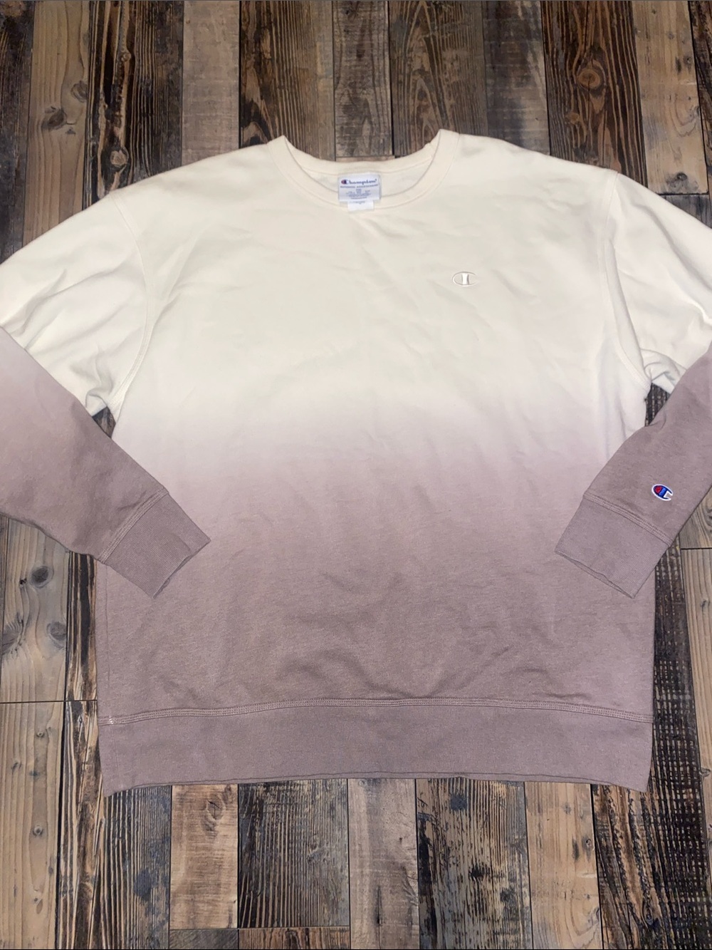 Champion Ombre Crewneck Sweatshirt — Cream to Taupe